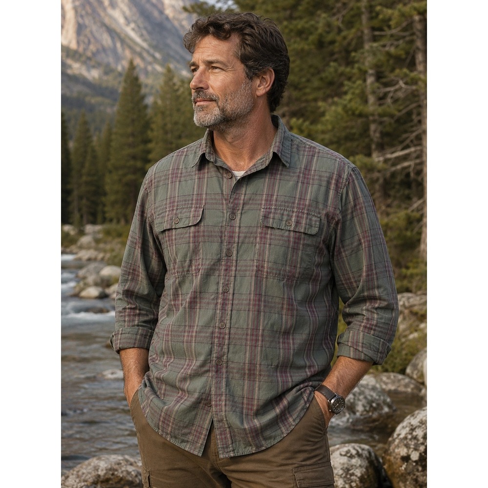 Polo Ralph Lauren Whitfield Plaid Button Front Shirt XL Cotton Green outdoorsman